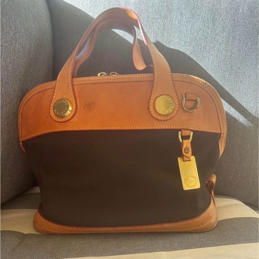 #22 Dooney & Bourke Black and Tan Satchel